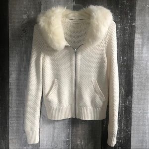Anthropologie Sleeping on Snow Cardigan Branna Fur